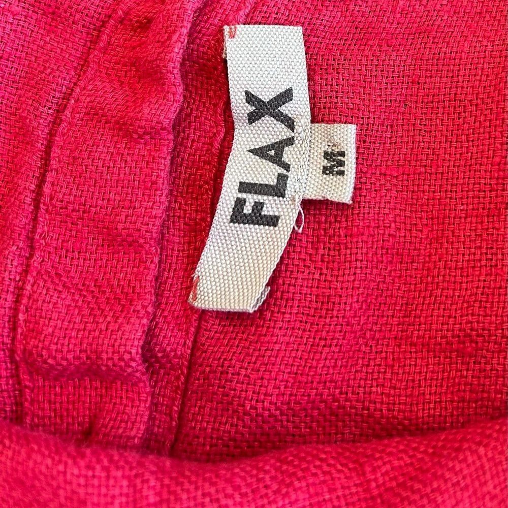FLAX Red 100% Linen Tunic Top Rear Button Up Size Medium - Picture 9 of 9